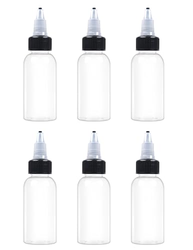 EOSAU 6-Pack 1oz Clear Squeeze Bottles with Twist Caps