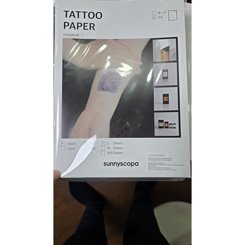 Sunnyscopa Printable Temporary Tattoo Paper for INKJET printer - US LETTER SIZE 8.5"X11", 10 SHEETS - DIY Personalized Image Transfer Sheet for skin - Custom Waterslide Decal Stencil Henna