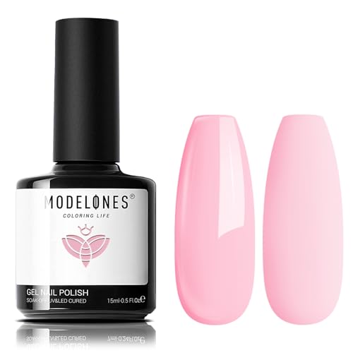 modelones Pink Gel Nail Polish, 1 PCS 15 ML Light Pink Color Gel Nail Polish Soak Off Baby Pink LGBT Gel Polish Nail Art Starter for Women Girls Salon DIY Home Summer Gel Manicure Gift