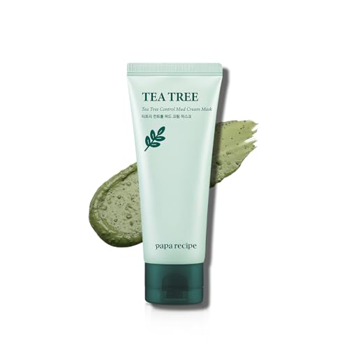 Papa Recipe Tea Tree Control Mud Cream Mask ? Bentonite & Kaolin Clay Face Mask, Deep Pore Purifying & Soothing Care, Gentle Exfoliating Korean Mud Mask for Sensitive & Acne-Prone Skin
