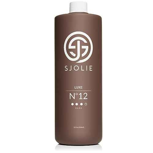 SJOLIE Spray Tan Solution - Luxe 12 - Violet Based Dark Blend | Sunless Tanning Solution for Deep, Dark Bronze Finish, All Natural (32oz)