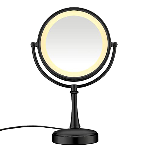 Conair 3-Way Touch Control Lighted Makeup Mirror 1x/7x Magnification, Matte Black