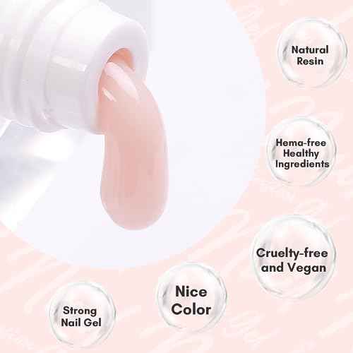Makartt Poly Nail Gel 50ML Gel Builder for Nails,Light Nude Pink, Gel Nail Extension,Nail Strengthener Hard Gel Color Gel Multifunctional Long-Lasting and Easy to Use for DIY Salon Quality-Peach