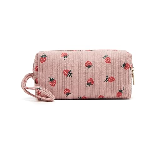 Corduroy Makeup Bag for Women - Portable Cosmetic Pouch