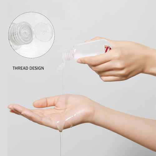 HATTIE 6 Pack Travel Plastic Clear Keychain Bottles 50ml/2oz Portable Leakproof Squeeze Small Bottles With Flip Cap Refillable Empty Containers for Lotion Soap Toiletry