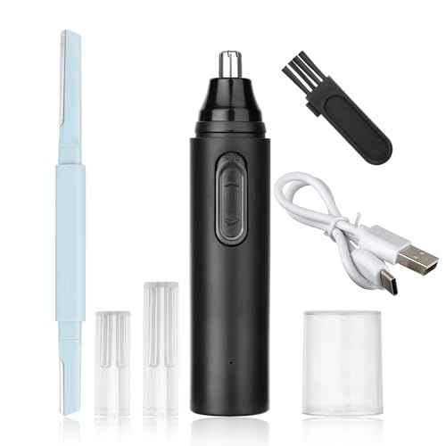 Nose & Ear Hair Trimmer for Men Women,2025 Painless Rechargeable Nose & Eyebrow Hair Trimmer Clipper,Portable Facial Hair Removal and Eyebrow Razor for Easy Cleansing (Black Blue)