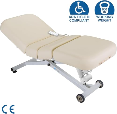 EarthLite Ellora Electric Lift Massage Table 32x73 Vanilla Crème with Manual Tilt - USA Made
