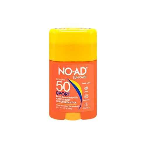 NO-AD SPF 50 Sport Sunscreen Stick 1.5oz | Non-Greasy, Waterproof and Non toxic Sunscreen | Suitable for All Skin Types | Broad Spectrum Protection for Active Lifestyles |