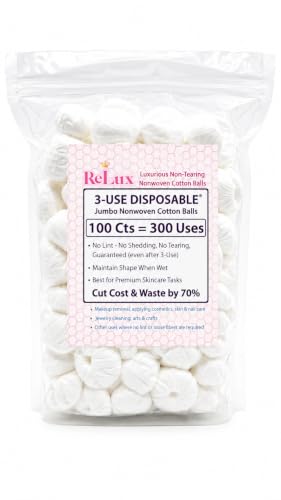 Jumbo Nonwoven Skincare Cotton Balls - 100 Ct with Mesh Wash Bag & Hook