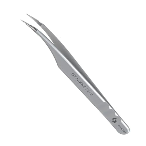 Staleks Pro Professional Eyelash Tweezers Expert 40 Type 11 ? Curved ? Lash Separation ? Stainless Steel ? Anti-Fatigue Design