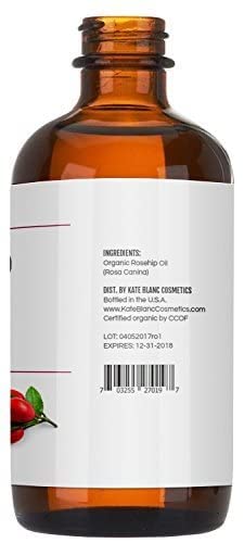 Kate Blanc Cosmetics Rosehip Oil for Face & Skin. Rosehip Seed Face Oil for Facial & Gua Sha Massage (4oz, Organic, Pure, Cold Pressed)