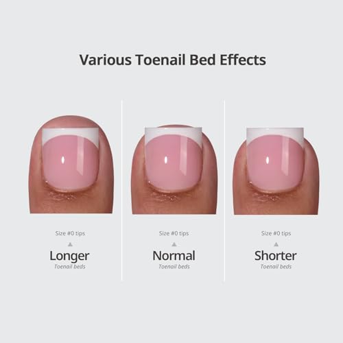 Pink Press On Toenails with Sharp Square Tips, Size S-L, Salon-Quality, Easy Application