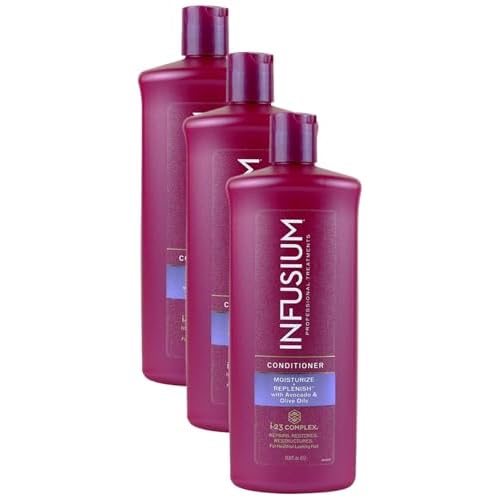 Infusium Moisturize and Replenish Professional Conditioner, Avocado & Olive Oil, Classic Light and Soothing Scent, 33.8 Fl Oz (Pack of 3)
