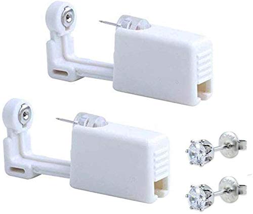 Self Ear Piercing Gun Kit 2 Pack Disposable Ear Piercing Tool No Pain Easy Use with Studs