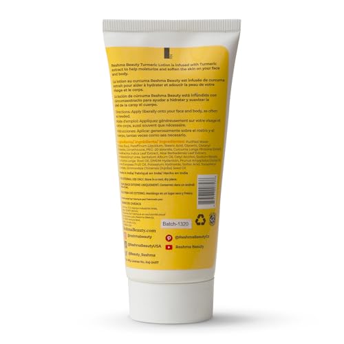 Reshma Beauty Turmeric Lotion, Face & Body Lotion for Normal to Dry Skin, Infused with Turmeric Extract, Moisturizes and Soothes Skin, 5.07 fl oz, Pack of 1