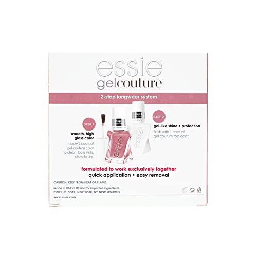 essie Gel Couture Nail Polish Kit, Mauve Nail Polish + Top Coat, Take Me To Thread, 0.46 oz each