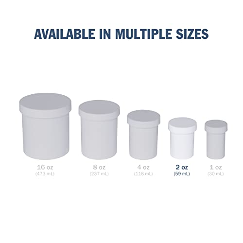 EZY DOSE Ointment Jar and Container, Screw on Cap, Leak-Proof Container for Creams and Balms, Durable Design, Ideal for DIY Skincare and Herbal Remedies, 2 oz Capacity, White (Pack of 12)