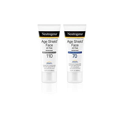 Neutrogena Age Shield Anti-Oxidant Face Lotion Sunscreen with Broad Spectrum SPF 70, Oil-Free & Non-Comedogenic Moisturizing Sunscreen to Prevent Signs of Aging, 3 fl. oz (Pack of 2)