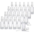JUVITUS (24 pack) 1 oz Clear Frosted Glass Boston Round Bottle with White Fine Mist Spray + Funnel