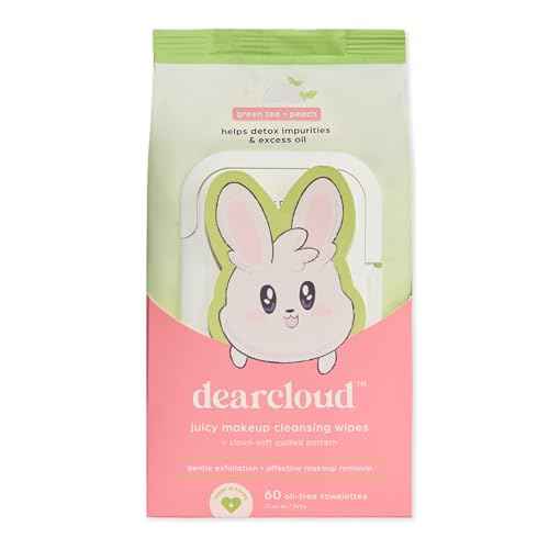 dearcloud Juicy Makeup Cleansing Wipes - 60 Count ? makeup wipes and makeup remover for face ? Oil-Free makeup remover wipes (Green Tea & Peach)