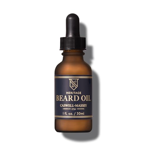 Caswell-Massey Face and Beard Oil for Men, Relieves Skin Sensitivity and Restores Moisture, Natural Beard Oil with Refreshing Scent, Made in USA, 1 Fl Oz