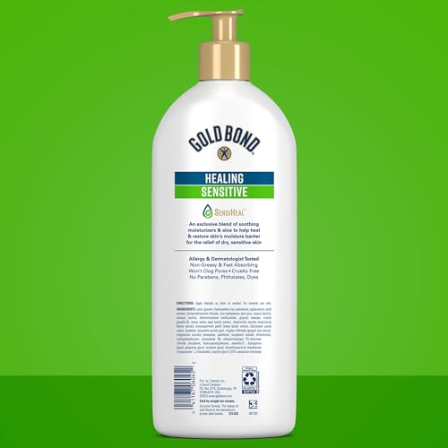 Gold Bond Healing Sensitive Daily Body & Face Lotion with Aloe Moisturizes, Heals & Soothes Dry, Sensitive Skin, Value Size, 21 oz.