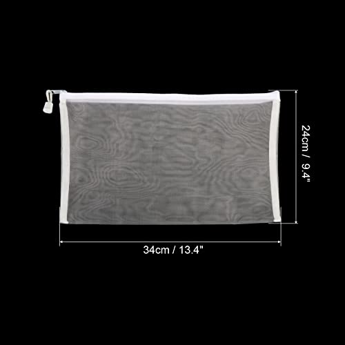 PATIKIL Mesh Zipper Bags, 4 Pack Nylon A4 Size Pen Pencil Travel Cases Toiletry Cosmetic Makeup Pouches Zipper Files Purse Organizer for Office, White