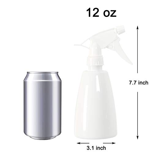 Youngever 6 Pack Empty Plastic Spray Bottles, White Spray Bottles for Hair and Cleaning Solutions (12 Ounce)