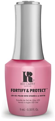 Red Carpet Manicure Fortify & Protect Pink Crème Gel Polish for Strong, Healthy Nails - Infused with Vitamin A & Biotin - (Very Important Pink) Led Nail Gel Color, 0.3 Fl Oz