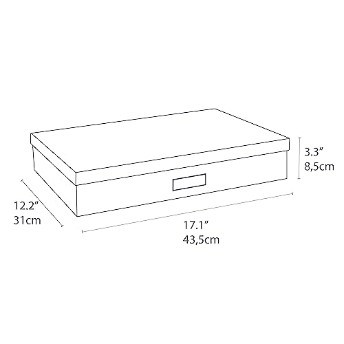 Bigso Sverker Fiberboard Legal and Art Storage Box | Scrapbook Storage Box for Loose Papers and More | Durable Document Boxes with Lid and Metal Label Holder | 17.1¡¯¡¯ x 12.2¡¯¡¯ x 3.3¡¯¡¯ | Blue