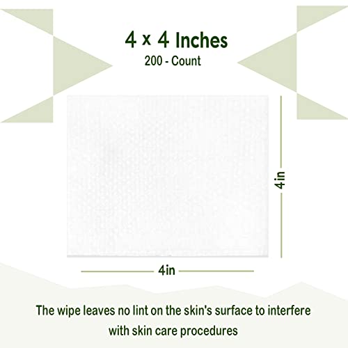Esthetic Cosmetic Non-Woven Facial Wipes for Salon and Spa Use, Lint Free Essentials for Facial Treatments (Nonwovens Wipes 200 Count) (4"x 4")