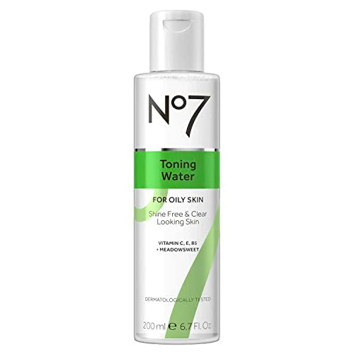 No7 Facial Toner Water - Pore Minimizing Toner for Oily Skin with Tri-VIT Complex, Vitamin E, B5 & C - Contains Meadowsweet + Ginseng for Refreshed & Energized Skin (6.7 fl oz)