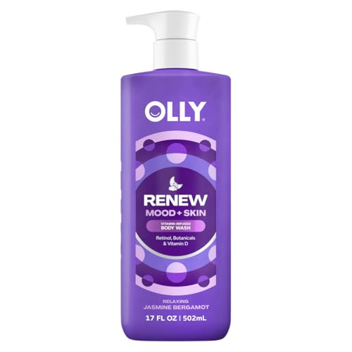 OLLY Renew Body Wash with Vitamin D, Retinol & Botanicals ? Nourishing Cleanser for Skin Barrier Repair, Deep Hydration, Jasmine Bergamot Scent, 17oz