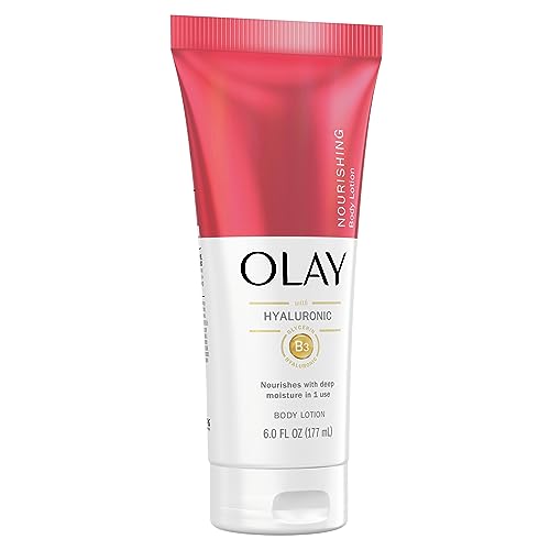 Olay Nourishing & Hydrating Hand and Body Lotion with Hyaluronic Acid, 6 fl oz tube (Pack of 3)