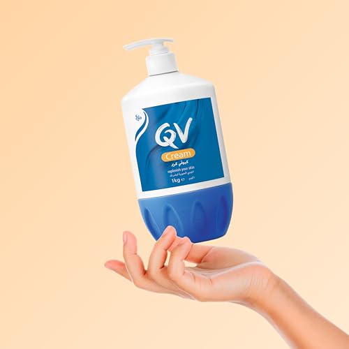 QV Cream with 10% Glycerin (1050g) Rich Protective Moisturiser for Sensitive, Dry Skin, Fragrance Free, Noncomedogenic Body Cream, Hydrating Skin Care for Eczema, Psoriasis, Dermatitis, Pump Bottle