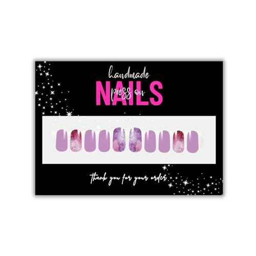 Handmade Acrylic Press On Nails Display Card | 5x7¡± 30 pk | w/Application Aftercare Instructions Inserts Hot Pink & Black Add to Your Bags to Display Nails