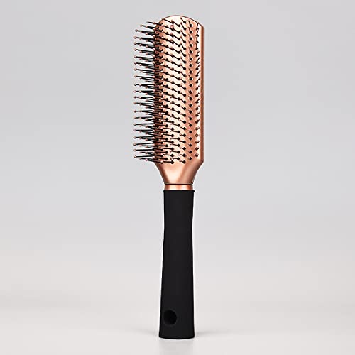 Leenchiry Anti-Static Nylon Bristle Detangler Hair Comb for Blow Drying, Detangling Wet and Dry Curly or Straight Hair for Women and Men (Rectangle, Golden)