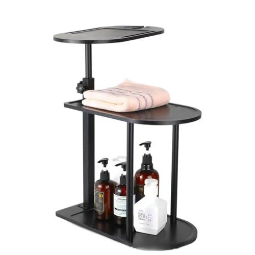 Bamboo Bath Tray with Swivel Top & 3-Layer Storage