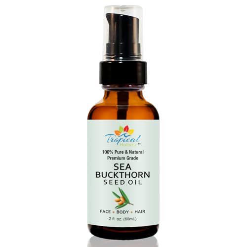 Tropical Holistic 100% Pure Sea Buckthorn Seed Oil 2 oz - Premium Natural, Cold-pressed, Unrefined, Extra Virgin for Hair, Face, Lips, Acne, Anti aging Skincare