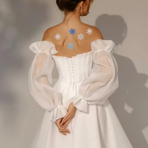 Glitter Snowflake Temporary Tattoos, 120PCS Winter Snowflake Sticker Tattoo Cute Apparel Accessories for Body Face Kids Women Party Favors (5 Large Sheets)