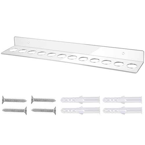 12 Slot Acrylic Wall Mounted Shear Holder Clear Scissors Holder Rack 15.75" Wide 0.12" Thick Shear Organizer with Hanging Screws for Dog Grooming Salon Hairdresser Barber storage