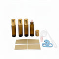 4-Pack Rose Quartz Roller Bottles - 10ml Amber Glass Set for Essential Oils