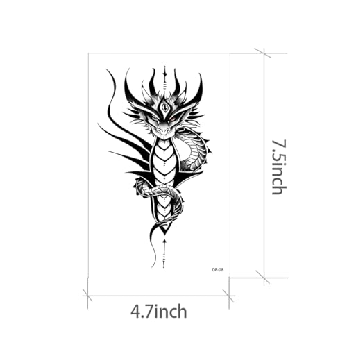 20 Sheets Viking & Dragon Temporary Tattoos
