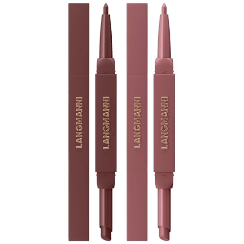LANGMANNI 2-in-1 Lipstick & Lip Liner Set - 2 Colors | Matte Long-Lasting Makeup Kit #5+6