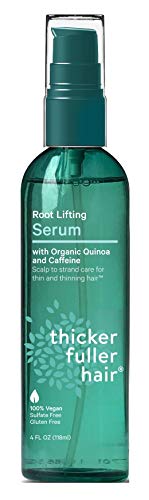 Thicker Fuller Hair Root Lifting Serum with Organic Quinoa & Caffeine - Sulfate-Free, Vegan, 4oz, Pack of 3