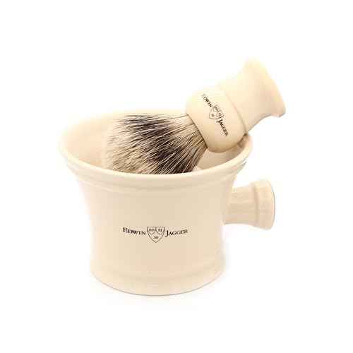 Edwin Jagger RN47 Traditional Porcelain Luxury Shaving Bowl with Handle for Shaving Cream or Shaving Soap for Men and Women (Ivory)