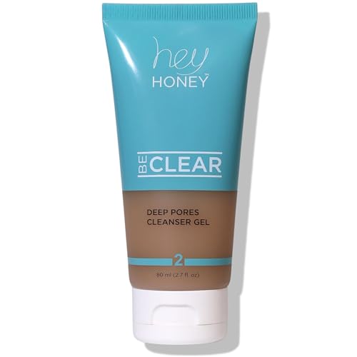 Hey Honey Skin Care Be Clear Acne Control Deep Pore Cleanser with Propolis, Tea Tree Oil & Green Tea | Pore Minimizer Face Wash for Oily Acne Prone Skin | 2.7 Oz