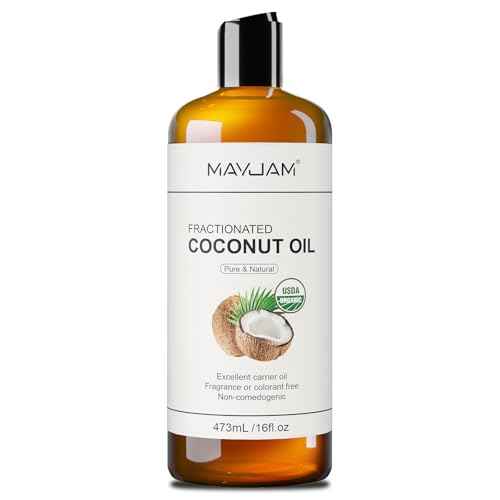 MAYJAM Organic Fractionated Coconut Oils Liquid 16oz, 100% Pure & Natural USDA Certified Cold Pressed Coconut Carrier Oil for Face Skin & Hair Moisturizing, Body Massage Oil for Essential Oils Mixing