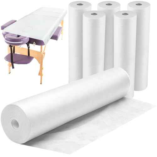 Tudomro 6 Rolls Disposable Non Woven Bed Sheets 24 x 71 Inch Massage Table Paper Covers Non Woven Fabric Massage Sheets Waterproof Spa Breathable Bed Cover for Beauty Salon (White)