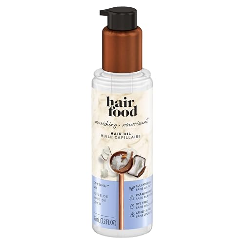 Hair Food Sulfate Free Hair Oil Dye Free Smoothing and Nourishing Treatment, Coconut, Hair Food, 3.2 FL OZ
